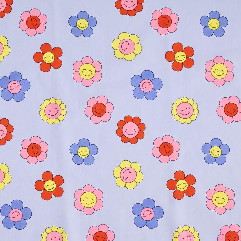 cotone rivestito Fiori allegri | Poppy Fabrics – azzurro baby/rosa,  image number 1