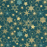 tessuto in cotone popeline Grandi stelle – abete blu/oro,  thumbnail number 1