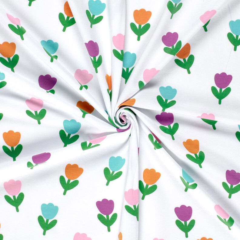 jersey di cotone Tulipani stilizzati – bianco/lillà rosso,  image number 3