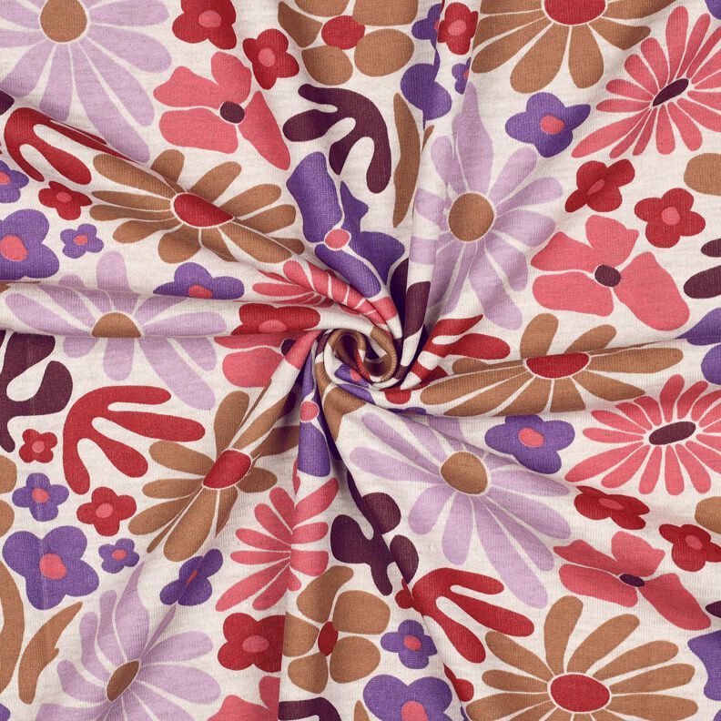 felpa garzata grandi fiori | Poppy Fabrics – naturale/rosso merlot,  image number 3
