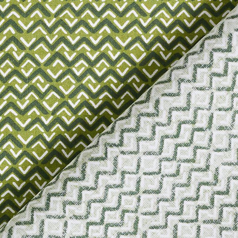 tessuto in cotone cretonne motivo zigzag etnico – verde,  image number 4