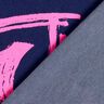 French terry, felpa estiva effetto jeans, cuori neon – blu notte/fucsia neon,  thumbnail number 4
