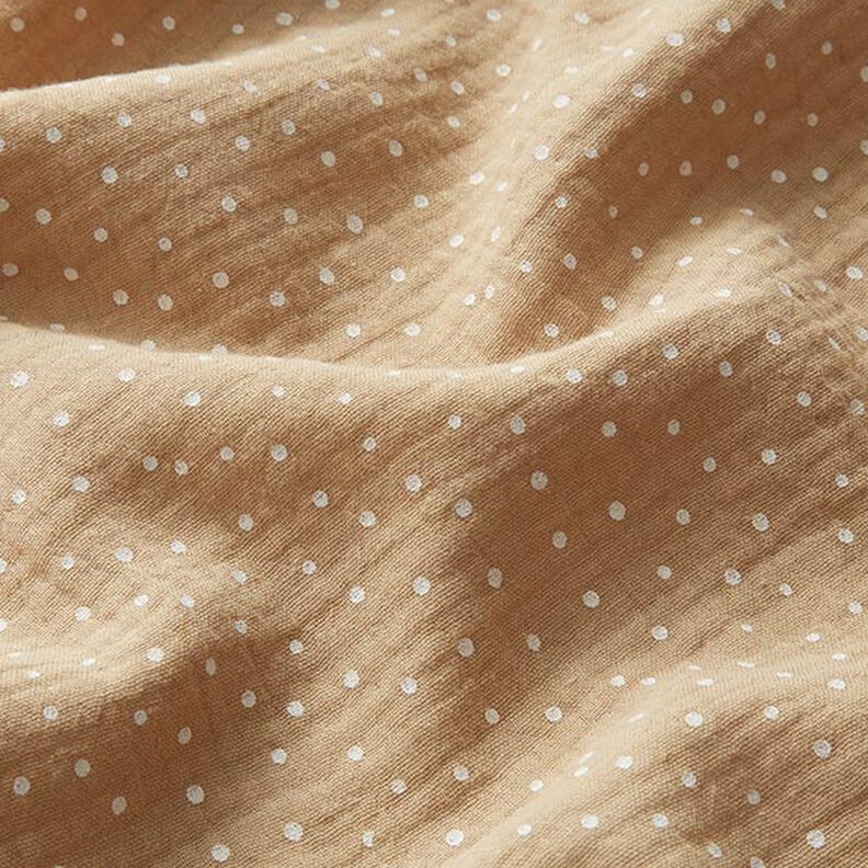mussolina / tessuto doppio increspato piccoli pois – beige/bianco,  image number 2