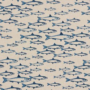 tessuto arredo mezzo panama Branco di pesci – naturale/blu marino, 