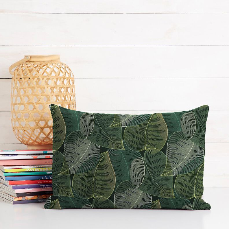 tessuto arredo tessuto spinato in cotone Foglie minimalistiche – verde scuro,  image number 8