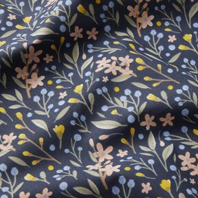 tessuto in cotone cretonne Fiori – blu notte, 