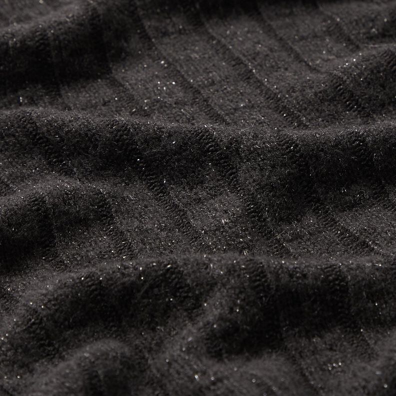 tessuto in maglia Ajour eleganti strisce glitterate – nero,  image number 2