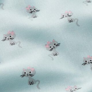 popeline Grazioso gatto  – azzurro baby, 