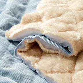 tessuto trapuntato Velluto a coste con rombi sul retro in pelliccia – azzurro, 