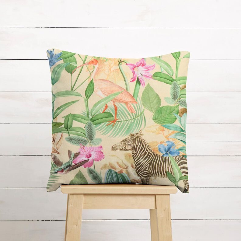 tessuto arredo mezzo panama animali della giungla – beige/verde,  image number 9