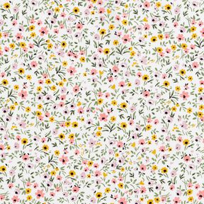 tessuto in cotone cretonne Fiorellini delicati – bianco/rosa anticato, 