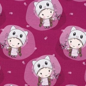 jersey di cotone Ragazza gatto | Glitzerpüppi  – lampone, 