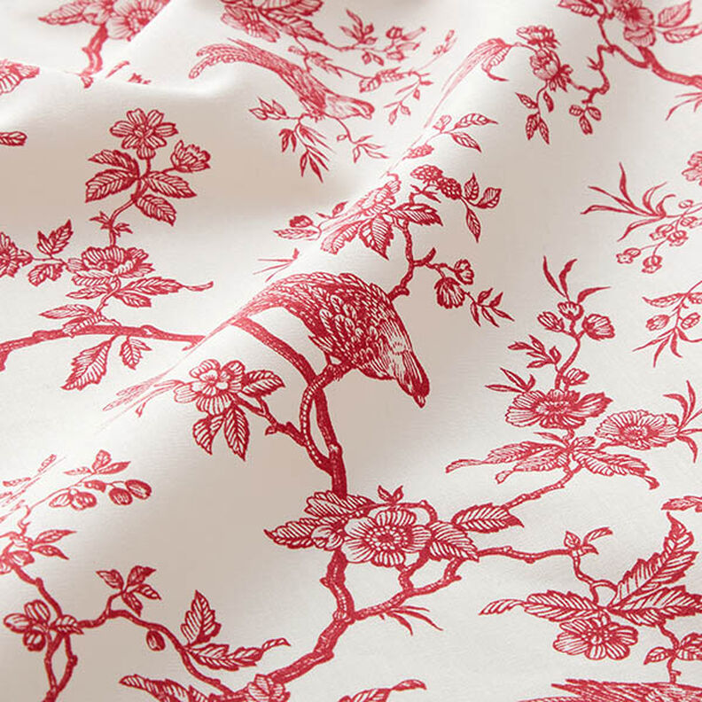 tessuto in cotone cretonne Uccelli – rosso/bianco lana,  image number 2
