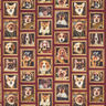 tessuto arredo mezzo panama Ritratti di cani – rosso carminio/oro,  thumbnail number 1