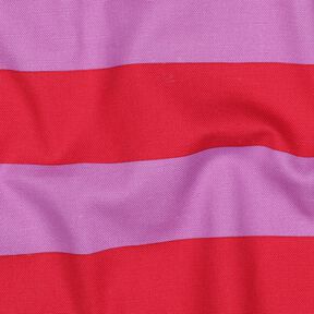 tessuto arredo tessuti canvas Righe gioiose – violetto pastello/peperoncino, 