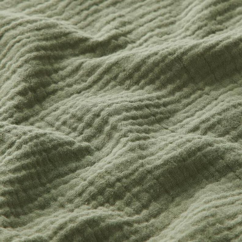 GOTS mussolina / tessuto doppio increspato | Tula – verde oliva,  image number 3