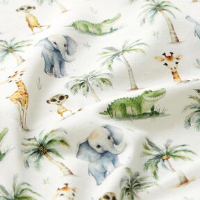 jersey di cotone Baby animali della giungla stampa digitale – bianco lana, 