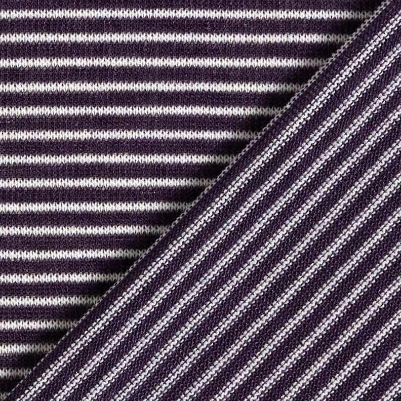 maglia fine Righe sottili – prugna/bianco,  image number 4