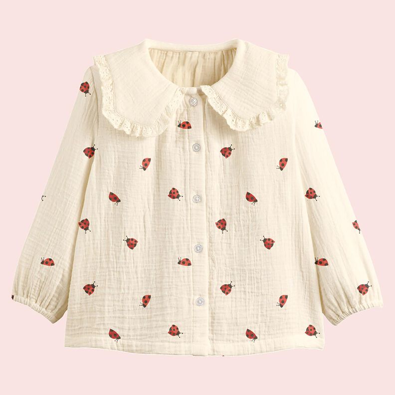 mussolina / tessuto doppio increspato Dolci coccinelle – bianco lana, image number 5