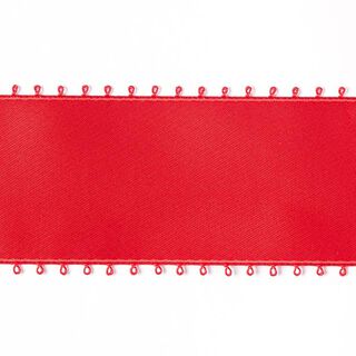 nastro in satin, bordo picot - rosso, 