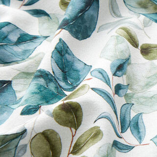 jersey di cotone foglie di eucalipto stampa digitale – bianco lana, 