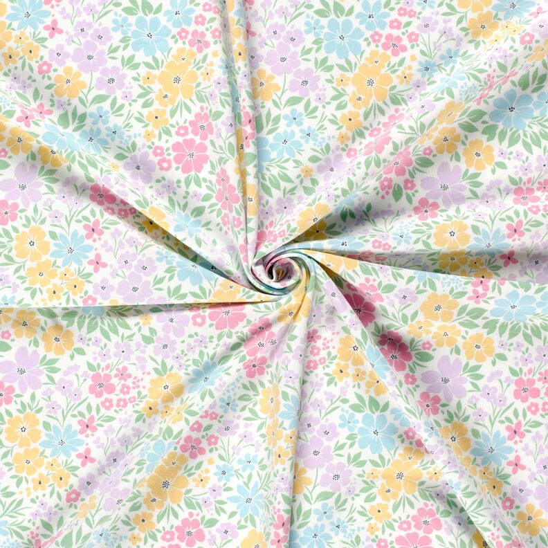 jersey di cotone prato di fiori delicati – avorio/lillà pastello,  image number 3