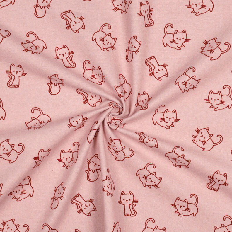 flanella di cotone Gatti | by Poppy – rosa antico chiaro/rosso borgogna,  image number 3