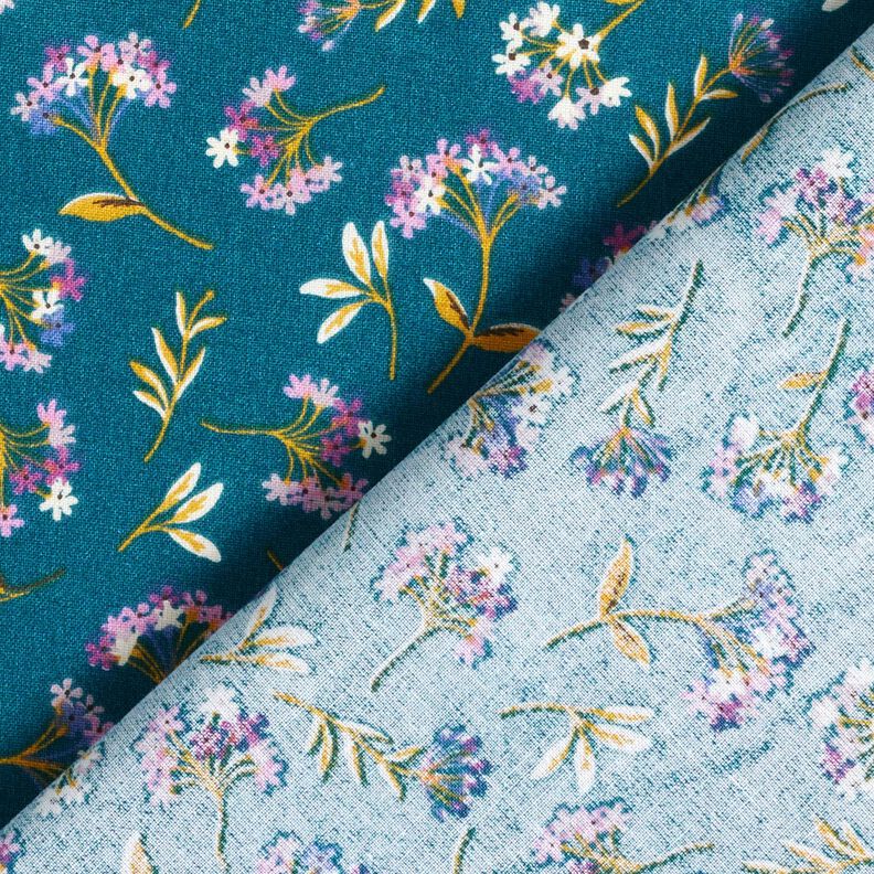 tessuto in cotone cretonne fiori delicati – blu oceano,  image number 4