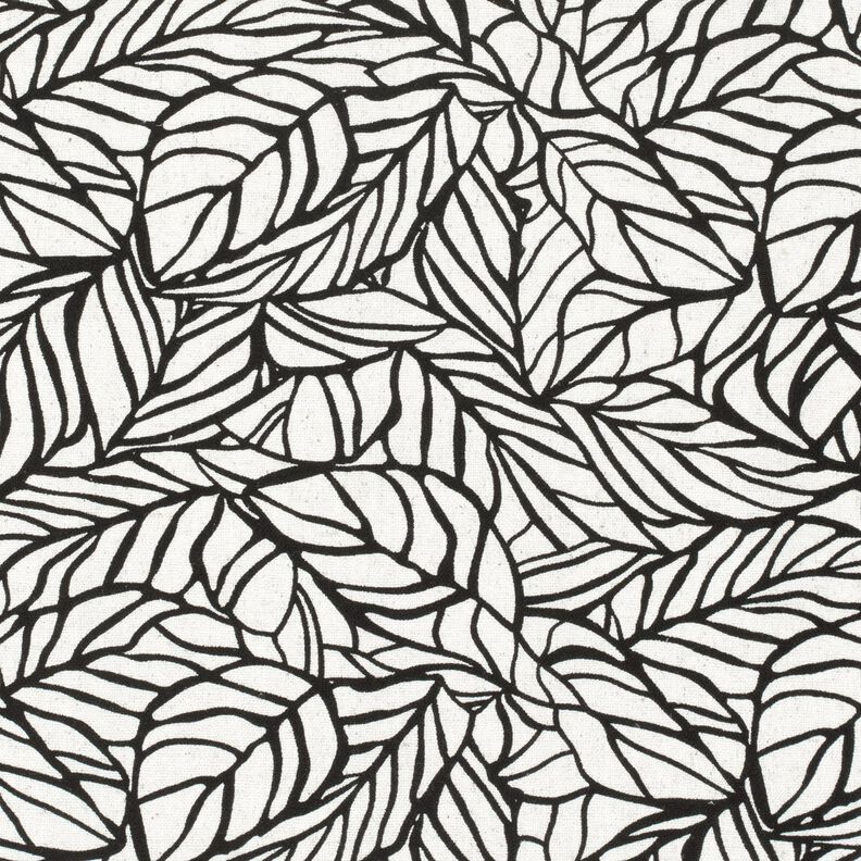 misto lino viscosa Fogliame – bianco lana/nero,  image number 5