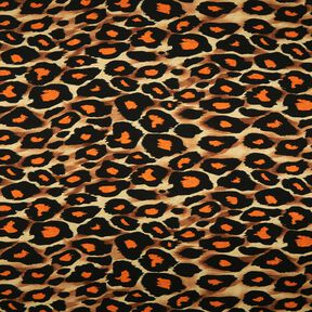 jersey di viscosa Grandi macchie di leopardo – marrone/arancione, 