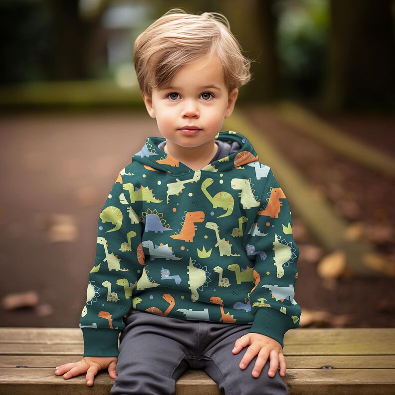 felpa estiva dinosauri | Poppy Fabrics – abete blu/verde chiaro,  image number 5