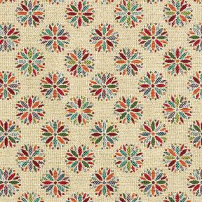 tessuto arredo gobelin Piccoli fiori Mandala – beige chiaro/rosso, 