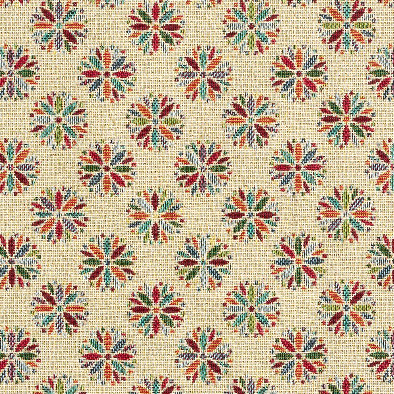 tessuto arredo gobelin Piccoli fiori Mandala – beige chiaro/rosso,  image number 1
