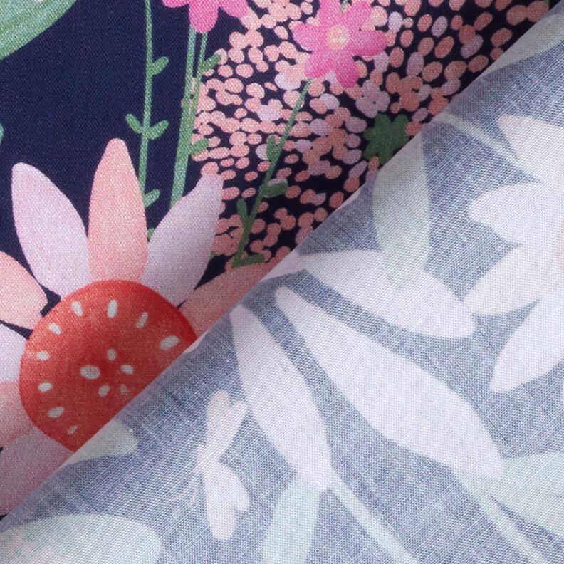 popeline di cotone Grandi fiori di prato stampa digitale | Poppy Fabrics – blu notte,  image number 4