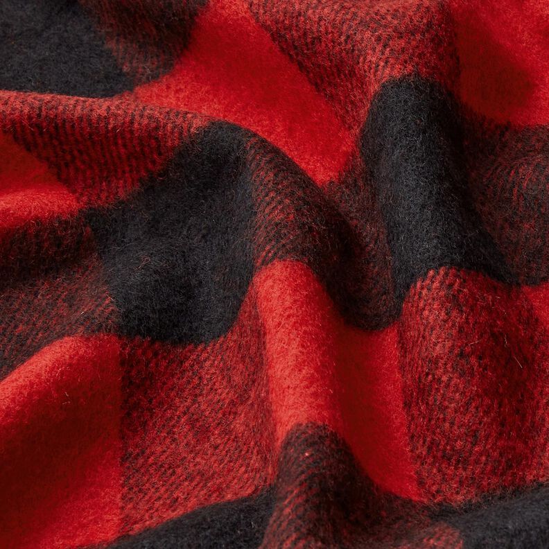 Tessuto per cappotti quadri scozzesi – rosso/nero,  image number 2