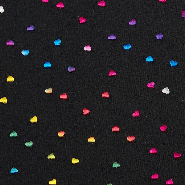 jersey laminato, cuori colorati e scintillanti – nero, image number 1