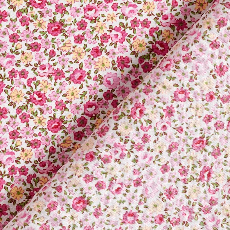 popeline di cotone Millefiori – bianco/rosa, image number 4