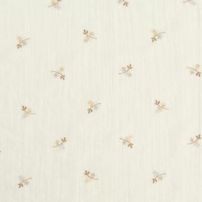 Ricamo floreale in voile increspato – bianco lana/marrone chiaro, 