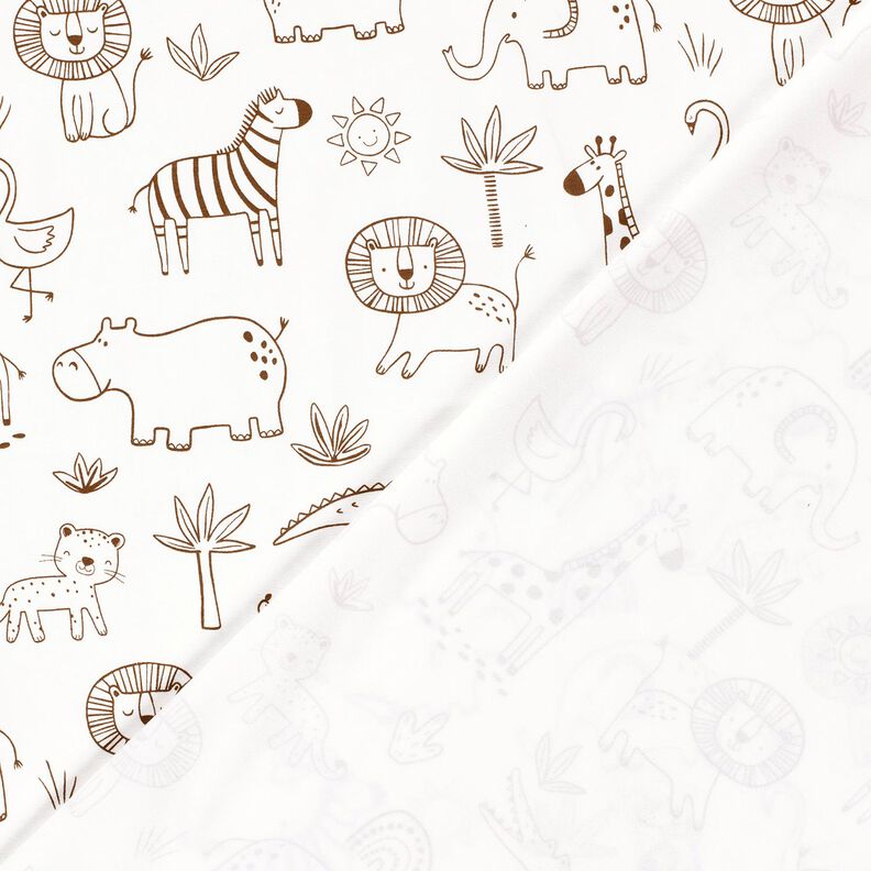 jersey di cotone Animali della giungla disegnati – avorio/cioccolato,  image number 4