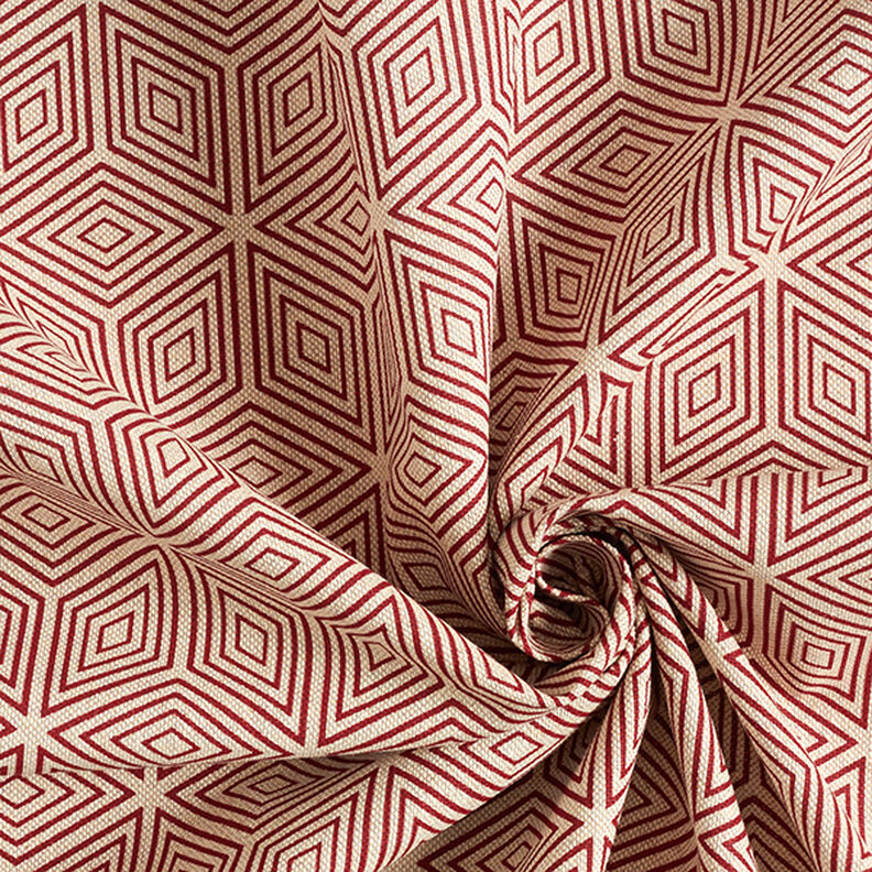 tessuto arredo mezzo panama, cubi 3D – rosso carminio/naturale,  image number 3