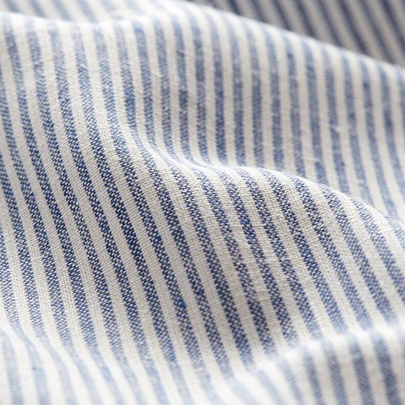 misto cotone-lino righe sottili – colore blu jeans/bianco lana,  image number 2