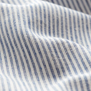misto cotone-lino righe sottili – colore blu jeans/bianco lana, 