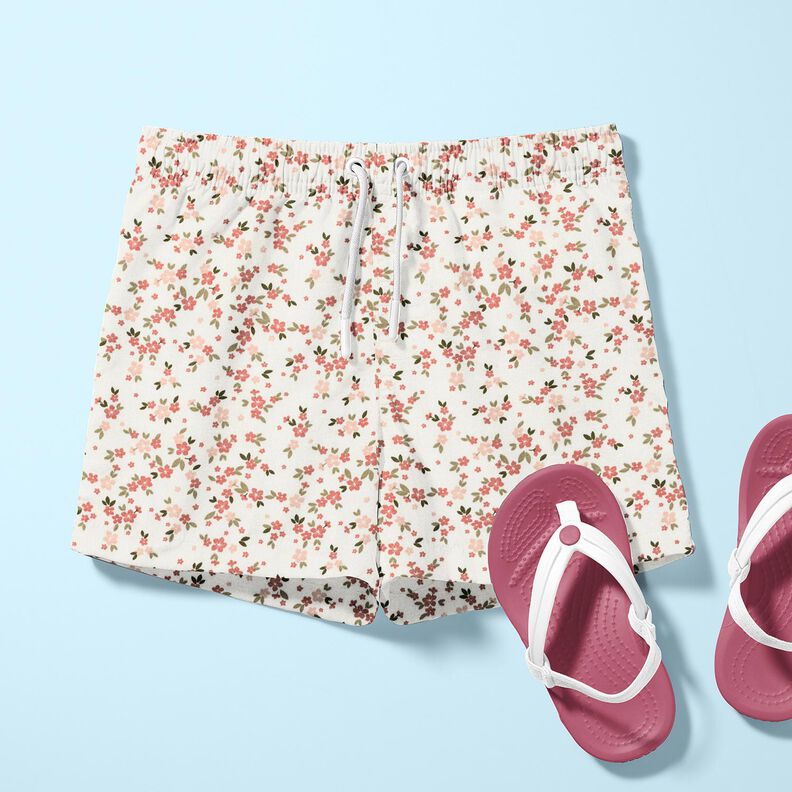jersey di cotone Fiori rosa – avorio, image number 6