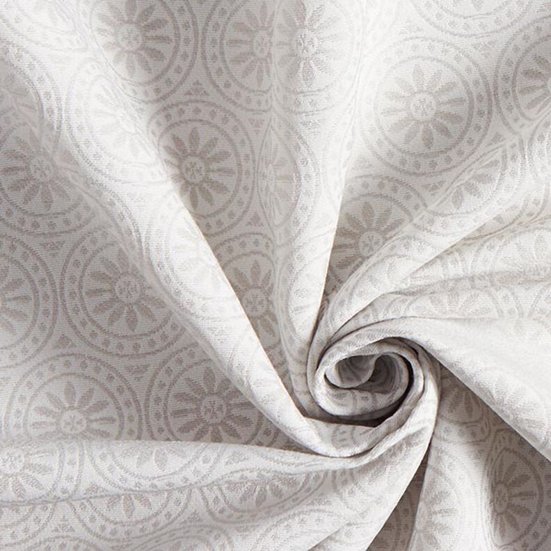 Tessuto jacquard da esterni motivi ornamentali e cerchi – grigio chiaro/bianco lana,  image number 3
