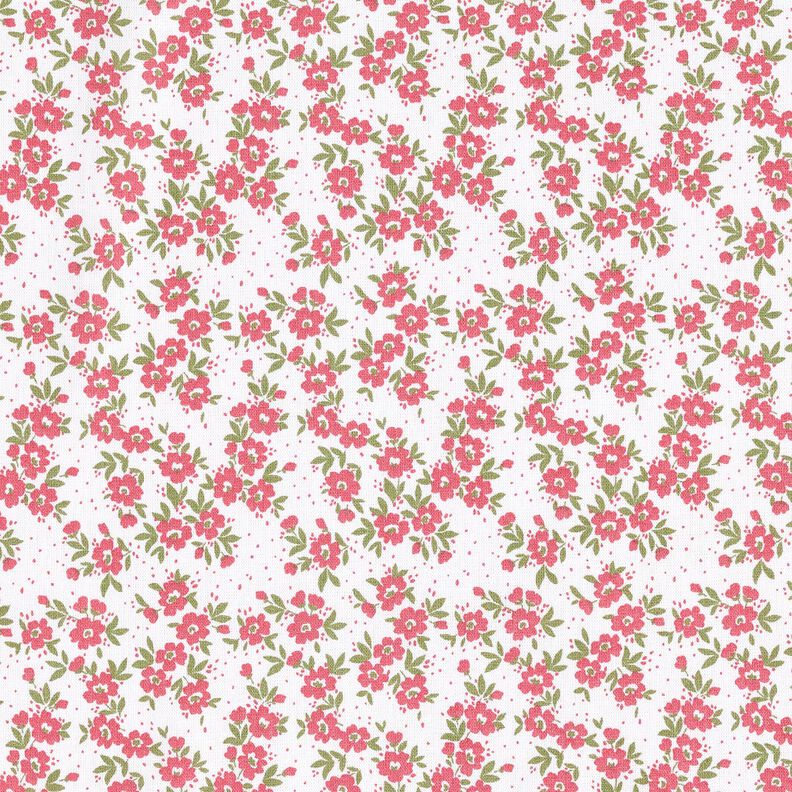 popeline di cotone Mare di boccioli – rosso/bianco, image number 1