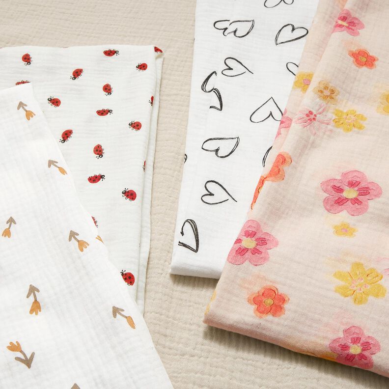 mussolina / tessuto doppio increspato coccinella – avorio,  image number 5