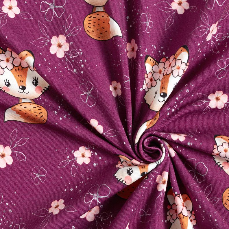 jersey di cotone Volpe con fiori | Glitzerpüppi – uva/arancio pesca, image number 3