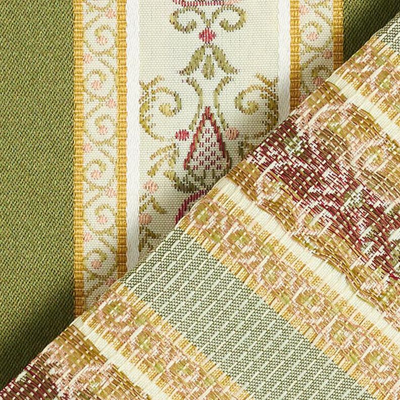tessuto per arredi, jacquard, righe in stile Biedermeier – crema/verde oliva,  image number 3