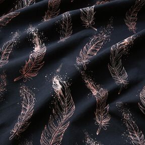 jersey di cotone Piume d'oro | Glitzerpüppi – nero-azzurro/rosa antico scuro, 