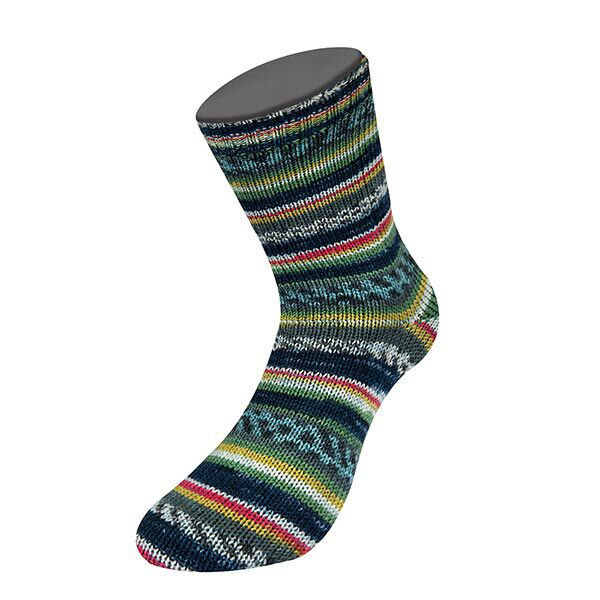 LANDLUST Sockenwolle „Bunte Bänder“, 100g | Lana Grossa – grigio/corallo, image number 1